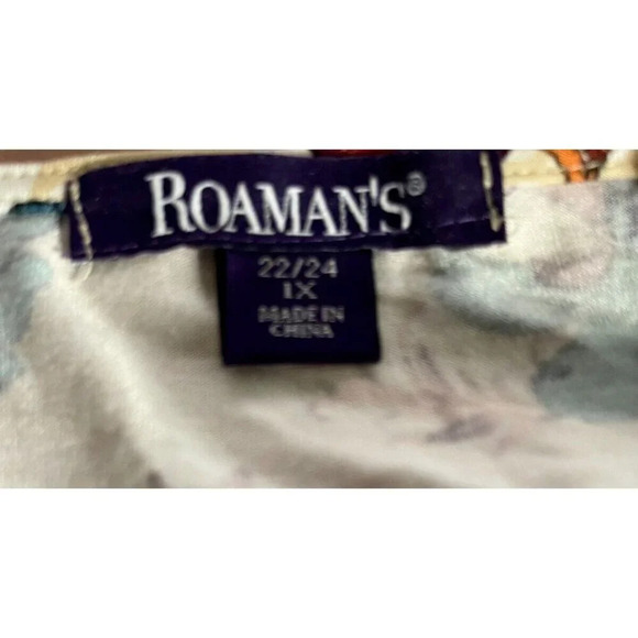 Roaman's +22/24 Fall Colors Floral Split Neck Long Sleeve Boho Style Maxi Dress - Picture 6 of 6